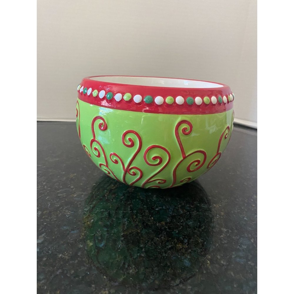 CIB Real Home "Let us Entertain You" Green and Red 7" Bowl
